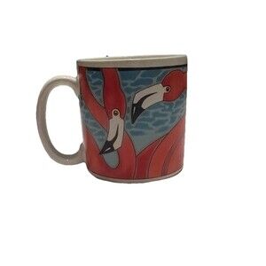 Vintage 1990 Vandor Flamingo Mug Pelzman Designs Retro Tropical Ceramic Mug